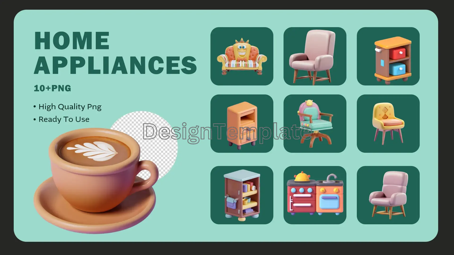 Modern Living 3D Home Appliance Icons